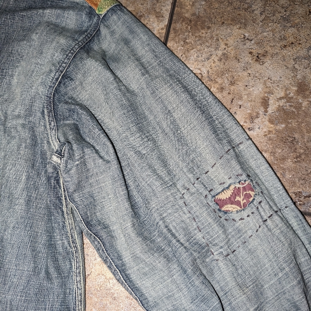Magnolia Pearl Woodstock Sanforized Denim Patchwork Embroidered Women's OSFM - Picture 12 of 14